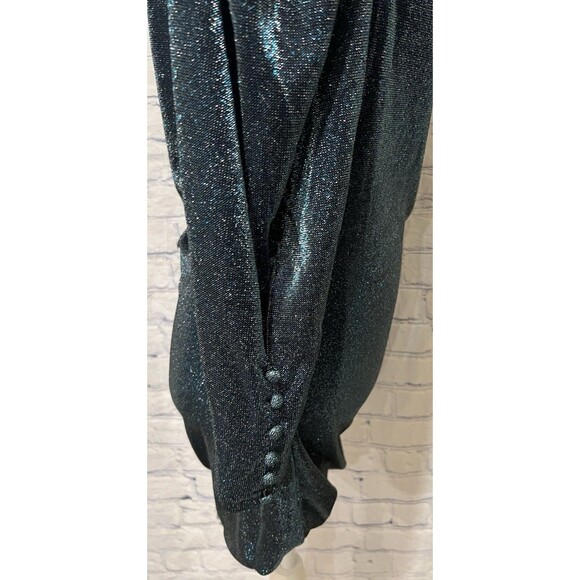 NWT Choosy Blue Shimmer One Sleeve Stretch Ruched Side Mini Bodycon size small - Picture 6 of 9